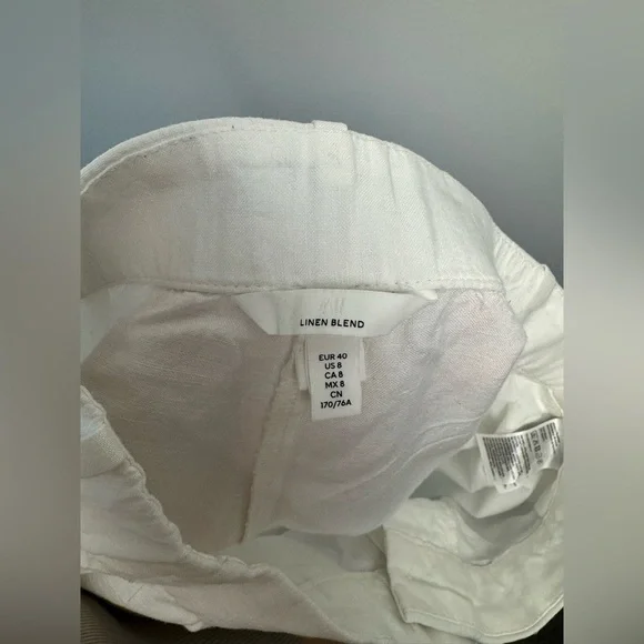 H&M LINEN-BLEND WHITE SHORTS SIZE 8 - Picture 5 of 6